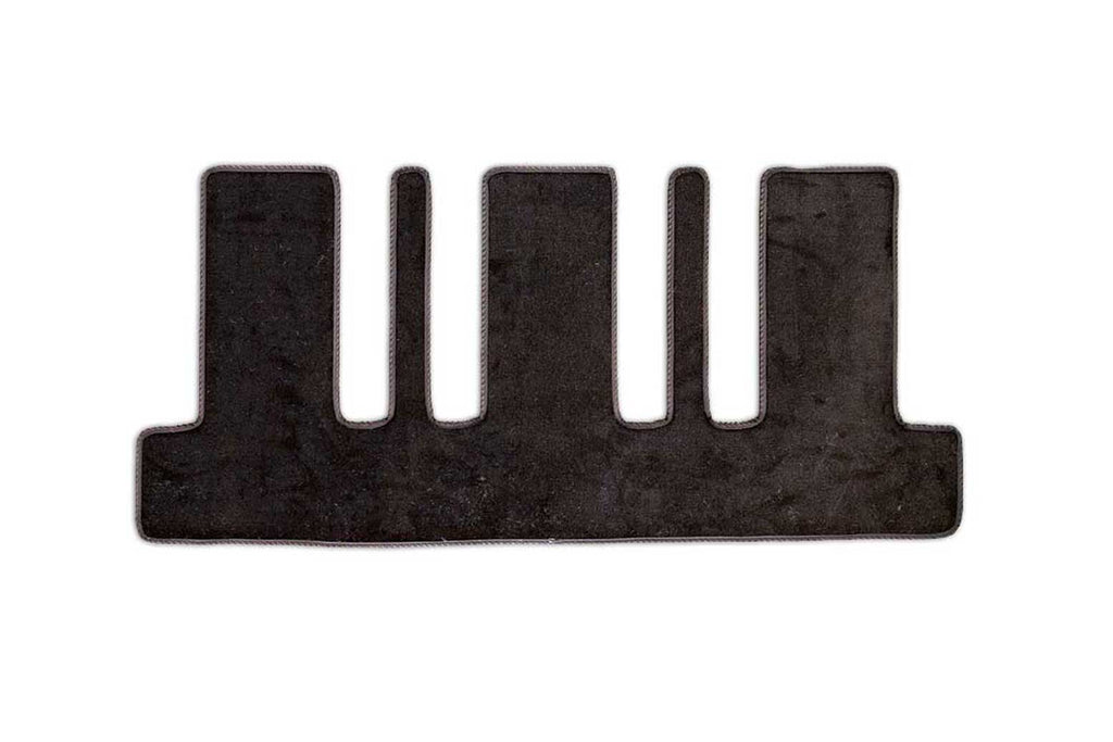VW T7 Multivan mat for rear boot area with rails shown in black automotive carpet