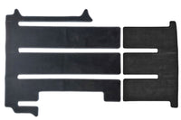 VW California Beach camper area mat set  for 4 rails and cabinet units shown in black automotive carpet.