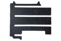 VW California Beach camper passenger area mat for 4 rails and cabinet units shown in black automotive carpet.
