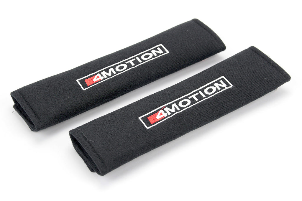 4Motion logo embroidered on padded seat belt covers.