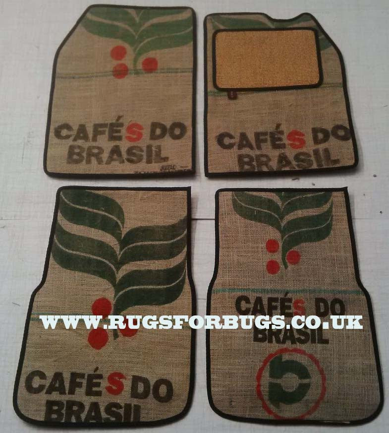 VW classic beetle over mat set shown in coffee sack material