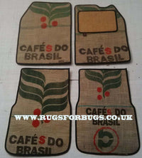 VW classic beetle over mat set shown in coffee sack material