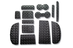 Caddy door pocket liner mats shown in tread plate rubber