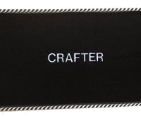Crafter side steps with embroidered logo