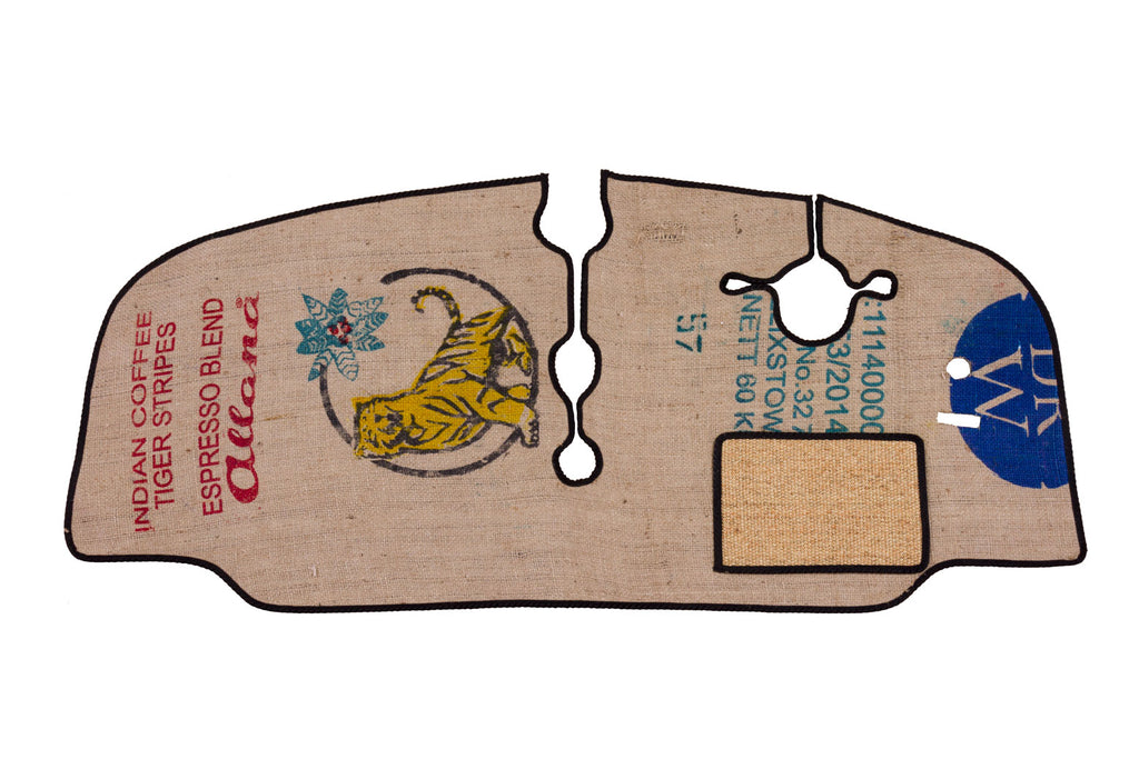 T2 Early Bay cab mat shown in Rugs for Bugs exclusive coffee sack material 