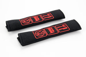 Eat, Sleep, VW logo - Embroidered padded seat belt covers