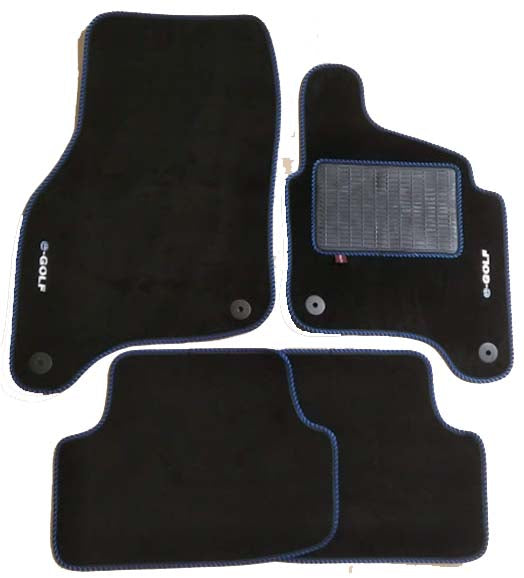 VW E Golf over mat set shown in black standard automotive carpet