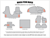 Info graphic showing where logos are placed on mats and rugs using the Rugs for Bugs online embroidery service  Edit alt text