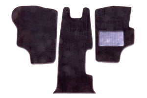 T25 3 piece 1 plus 1 seat arrangement cab mat set shown in standard black automotive carpet