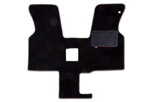 T4 Transporter 1 plus 1 cab mat shown in black standard automotive carpet