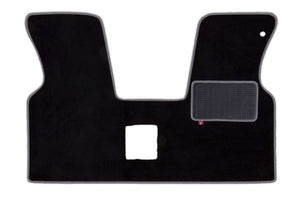 T4 Transporter 2 plus 1 cab mat shown in black standard automotive carpet
