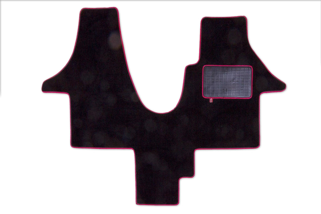 T5 1 plus 1 seat cab mat shown in standard black automotive carpet