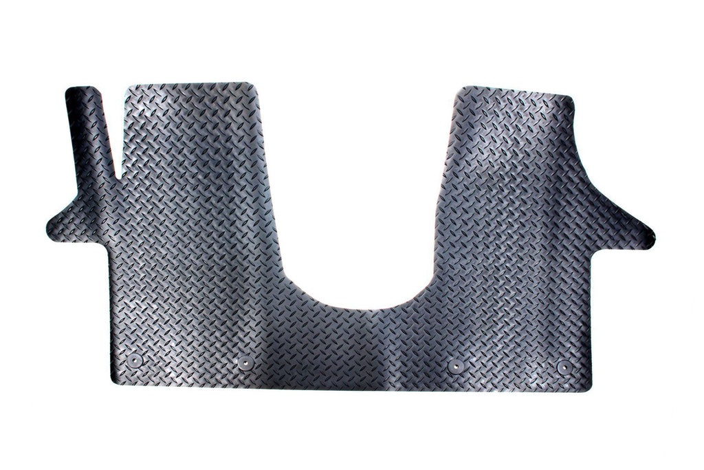 T5 2 plus 1 seat left hand drive cab mat shown in black heavy duty tread plate rubber