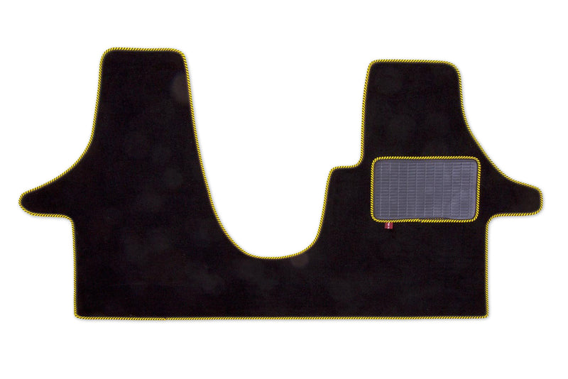 T5 2 plus 1 seat cab mat shown in standard black automotive carpet