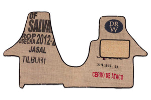 T5 2 plus 1 Kiravan Swivel seat cab mat shown in Coffee Sack material