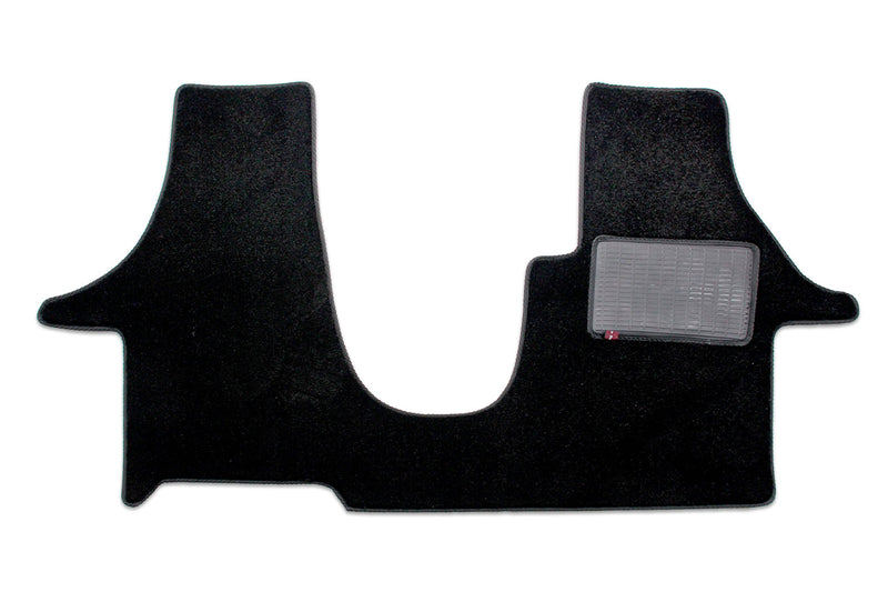 T5 2 plus 1 Kiravan Swivel seat cab mat shown in black Luxury Alpine automotive carpet