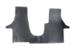 T5 2 plus 1 Kiravan swivel seat cab mat shown in black heavy duty tread plate rubber