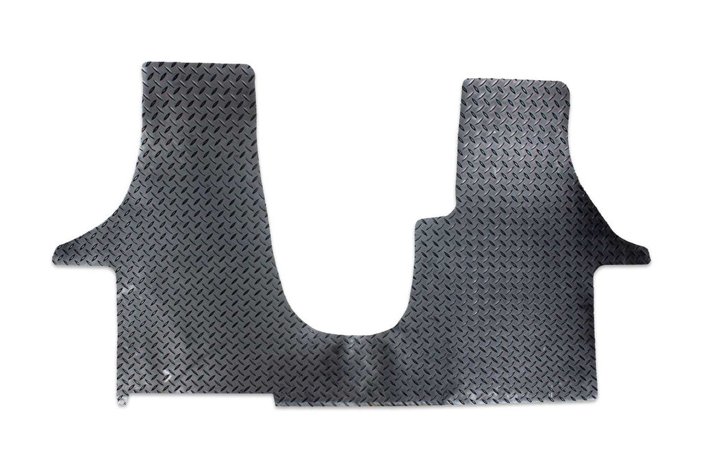 T6 2 plus 1 kiravan swivel seat cab mat shown in black heavy duty tread plate rubber