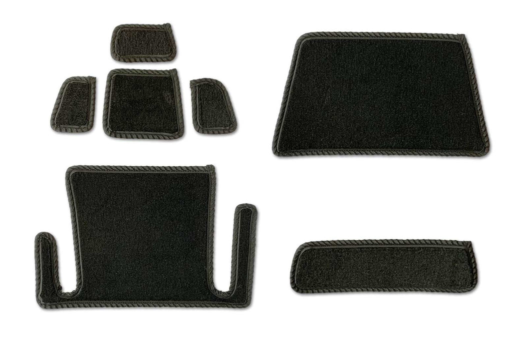 T6 dash pocket liner mats shown in black automotive carpet