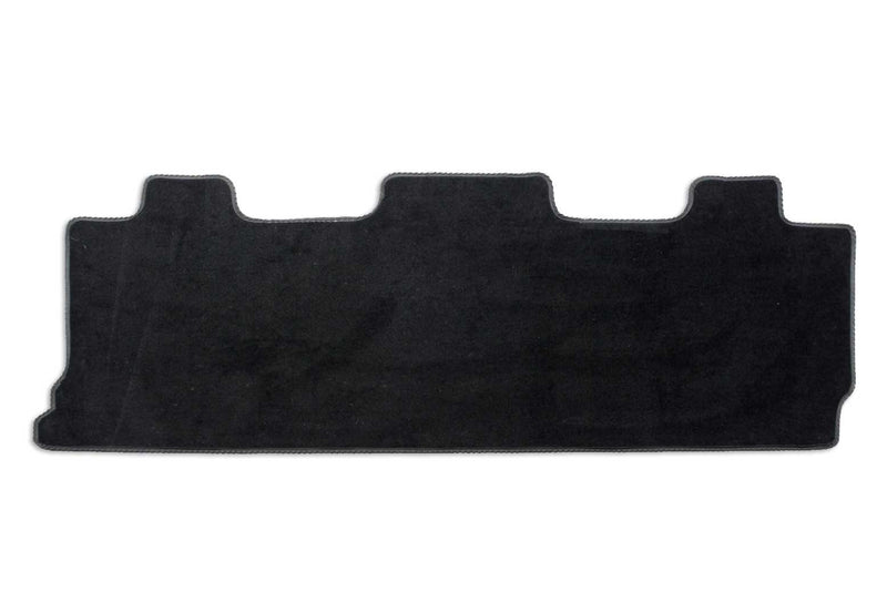 Kombi rear mat for triple seat with double slider doors and tilting seats by both  doors. Shown in black standard automotive carpet
