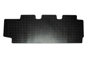 Kombi rear mat for a triple seat with single slider door shown in black tread plate rubber