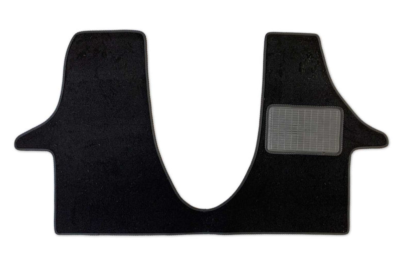 T6 point 1 cab mat for 2 plus 1 seat arrangement shown in black automotive carpet
