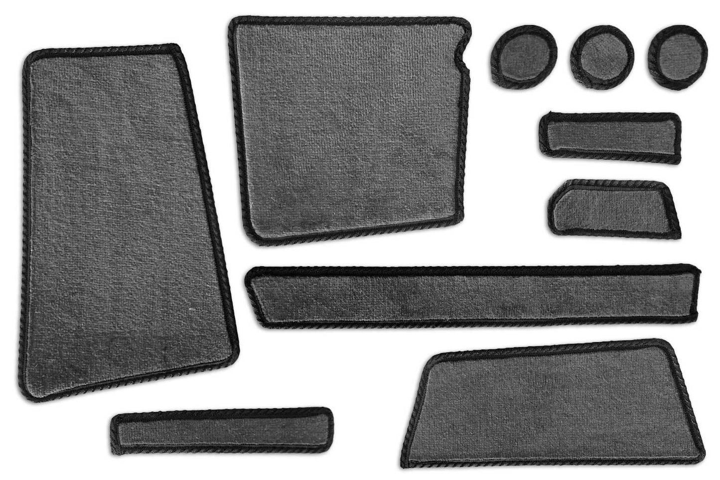 T6 point 1 dash pocket mat set shown in grey standard automotive carpet