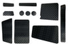 T6 point 1 dash pocket mat set shown in black heavy duty tread plate rubber