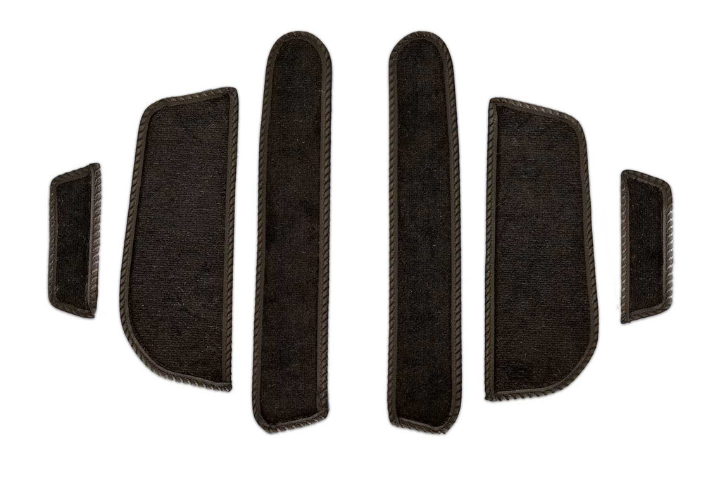 VW T7 Multivan mat set for the door pockets of the vehicle shown in black automotive carpet